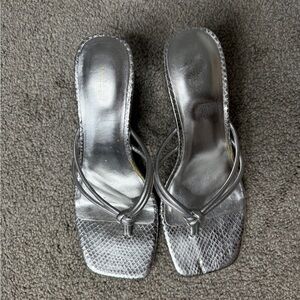 Silver Women's Heeled Sandals